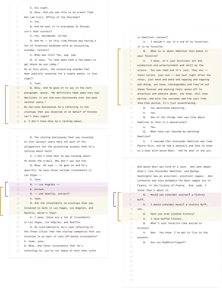 Multiple transcript pages