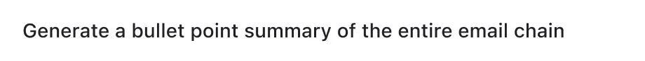 Generate a bullet point summary of the entire email chain